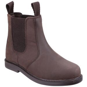 Amblers Childrens/Kids Pull On Leather Ankle Boots / Brown